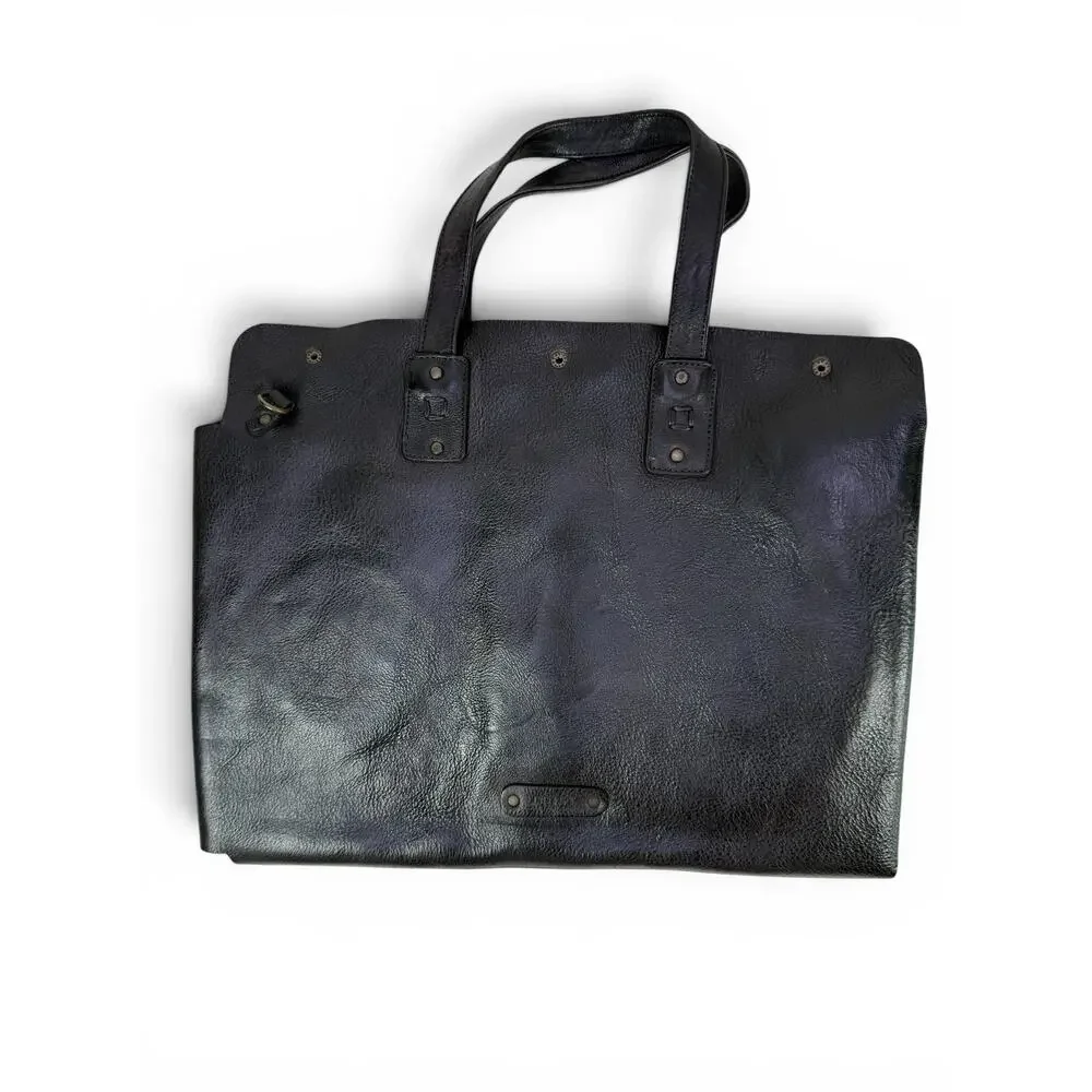 Bed Stu Commuter Laptop Bag Black Leather Messenger Tote 15 Inch Unisex